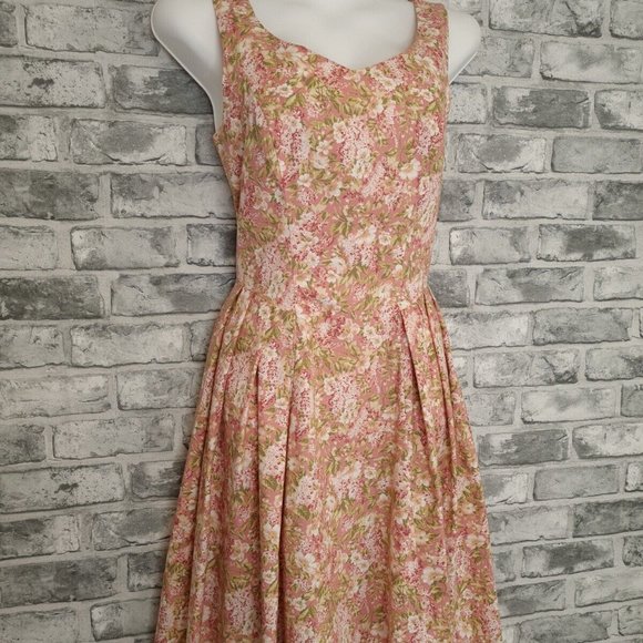 Vintage Laura Ashley Dress & Jacket Size 10 12 Floral Pink Cotton STUNNING - Picture 2 of 16